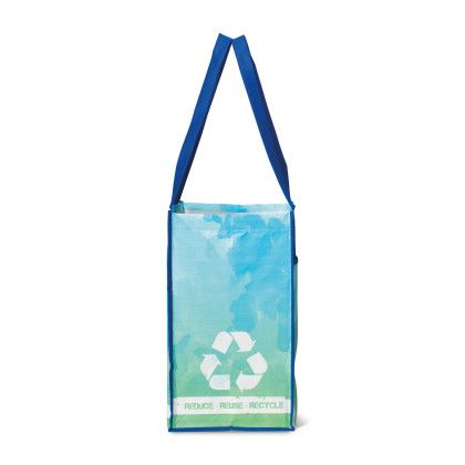 Custom Royal Blue Vita Laminated Recycled Shopper - Side view 1