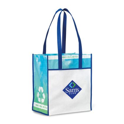 Custom Royal Blue Vita Laminated Recycled Shopper | Logo Grocery Totes