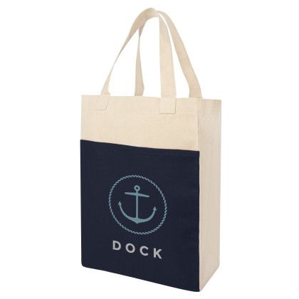 Printed Co-Op Navy and Natural Canvas Shopper Tote Bag | Custom Cotton Totes