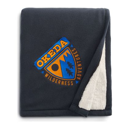 Customized Navy Fleece-Sherpa Blanket | Fleece Blankets with Logo