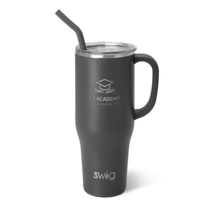 Logo Engraved 40 oz Gray Swig Life Mug | Custom Swig Mugs