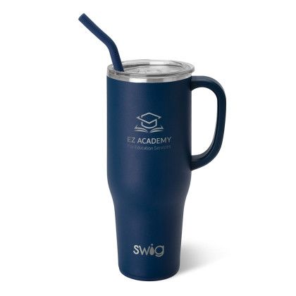 Logo Engraved 40 oz Navy Swig Life Mug |  Custom Swig Mugs