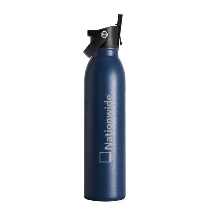 Logo Engraved Navy Swig 20oz Flip + Sip Water Bottle | Custom Water Bottles