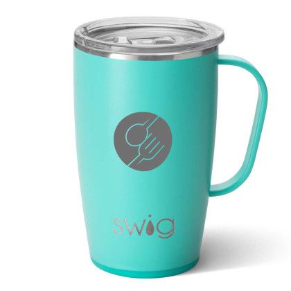 Logo Aqua 18 oz Swig Life Travel Mug with Handle