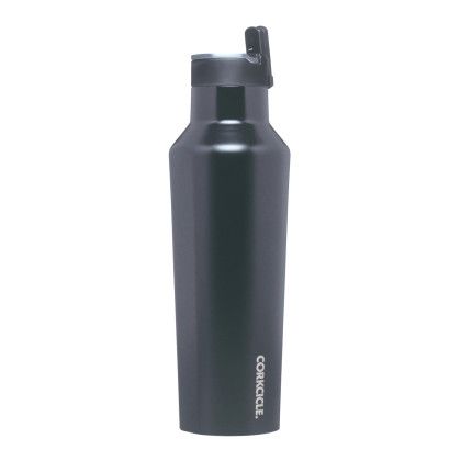 Corkcicle Logo on Matte Black Corkcicle 20 oz Straw Lid Sport Canteen with Box