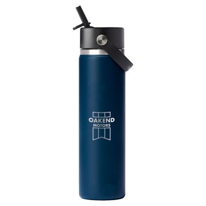 Indigo Hydro Flask Wide Mouth 24 oz Bottle with Flex Straw