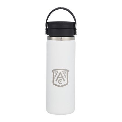 White Custom Hydro Flask Wide Mouth 20 Oz Bottle with Flex Sip Lid