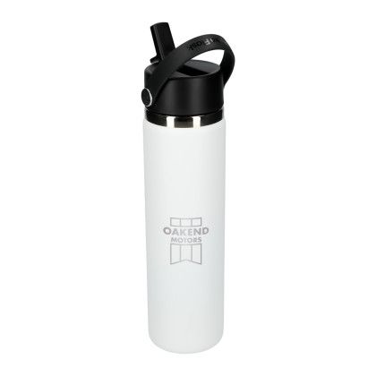 White Hydro Flask Wide Mouth 24 oz Bottle with Flex Straw
