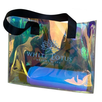 See Through Custom Logo Galaxy Heavy Duty Iridescent Tote