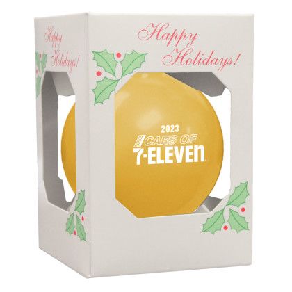 Gold Round Shatterproof Ornament with Logo- Holiday Box