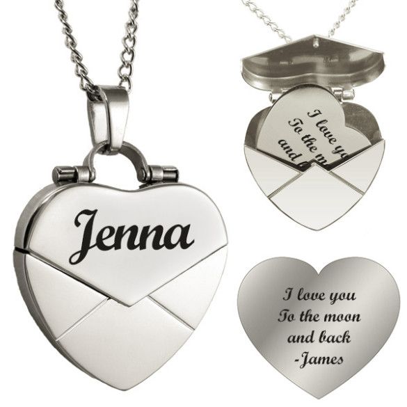 Personalized Secret Message Heart Envelope Locket