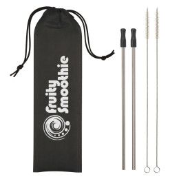 Logo Stainless Steel Straw Kit 2 Pack - Black