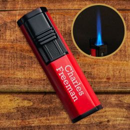 Engraved Red Apex Dual Flame Torch Lighter With Cutter