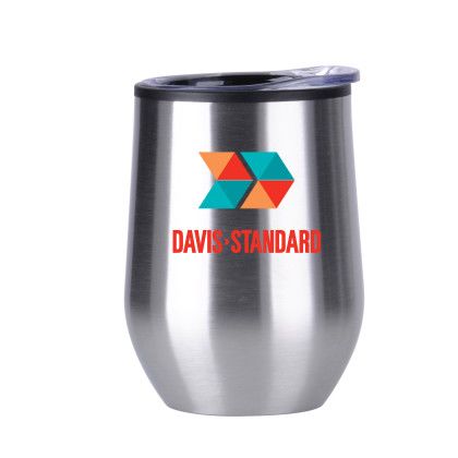 Full Color Logo Silver Stainless Steel Wine Mug | Custom Insulated Tumblers