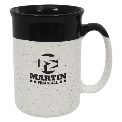 Promotional White with Black 13 oz Speckled Mug