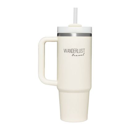 Printed Cream Stanley Quencher H2.0 FlowState Tumbler 30 oz | Logo Drinkware