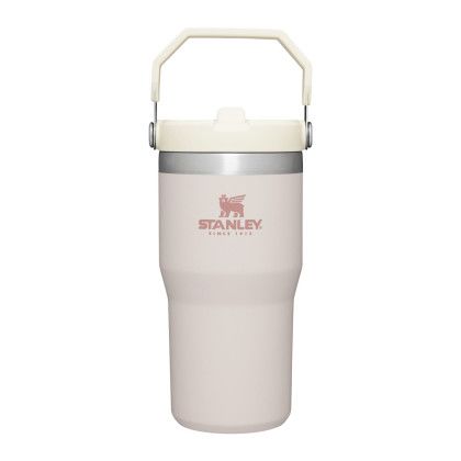 Customized Stanley IceFlow Flip Straw Tumbler 20 oz  - Rose Quartz, Stanley logo