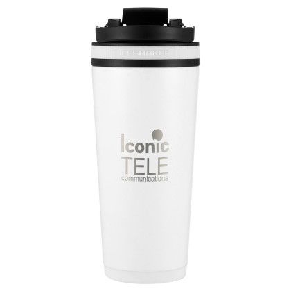 White Promotional Ice Shaker 26 oz Shaker with Logo Engraving White Promotional Ice Shaker 26 oz Shaker with Logo Engraving