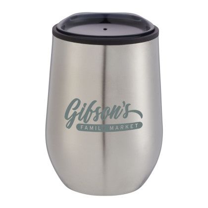 Printed Silver Brix Stainless Exterior 10 oz Travel Cup | Custom Drinkware
