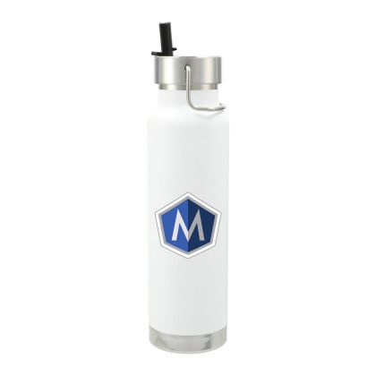 Custom White Thor Straw Lid Copper Vacuum Insulated Bottle | Logo Drinkware