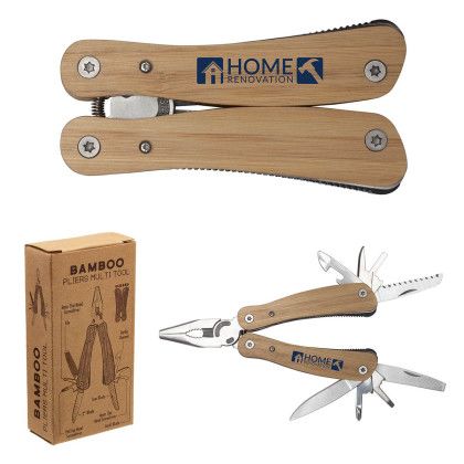 Printed Logo Bamboo Pliers Multi Tool | Custom Pocket Knives