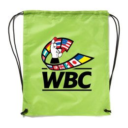 Lime Green Full Color Logo Polyester Drawstring Backpack