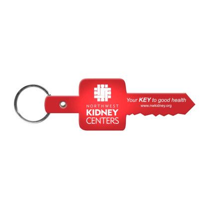 Logo Imprinted Key Shaped Flexible Key Tag - Translucent Red