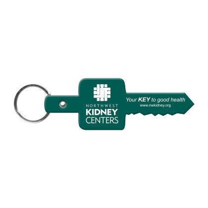 Logo Imprinted Key Shaped Flexible Key Tag - Dark Green