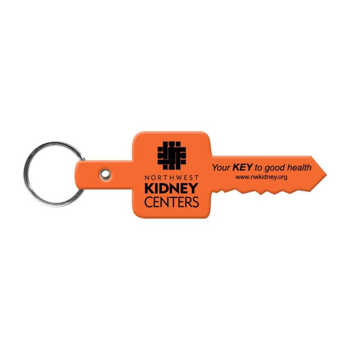 Logo Imprinted Key Shaped Flexible Key Tag | Custom Key Chains