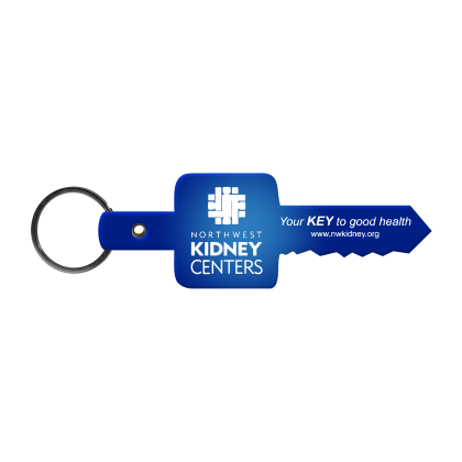 Logo Imprinted Key Shaped Flexible Key Tag - Translucent Blue