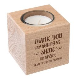 Custom Beechwood Cube Candle Holder