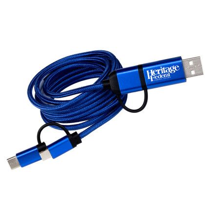 Logo Oslo 6 Ft Long Braided Charging Cable - Blue