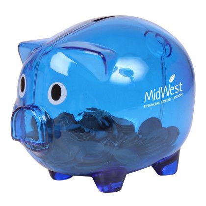 Wholesale Translucent Blue Piggy Banks | Personalized Piggy Banks for Giveaways
