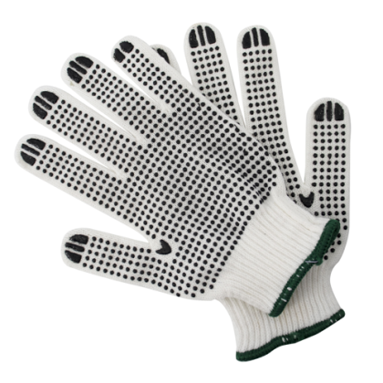 Full Color Cotton Poly Work Gloves with Rubber Grip Dots - grip view