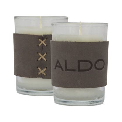 Logo Harper Leather Wrapped Candle - Slate gray/Natural
