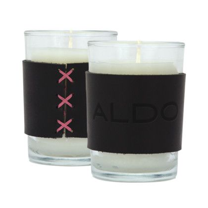 Logo Harper Leather Wrapped Candle - Black/fuchsia