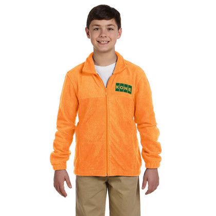 Safety Orange Promotional Harriton Youth 8 oz Full-Zip Fleece | Custom Outerwear