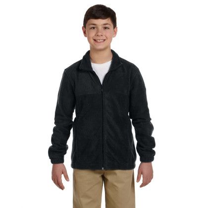 Black Promotional Harriton Youth 8 oz Full-Zip Fleece | Custom Outerwear