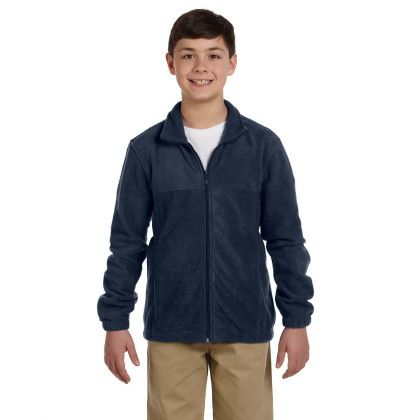 Navy Promotional Harriton Youth 8 oz Full-Zip Fleece | Custom Outerwear