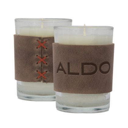Logo Harper Leather Wrapped Candle - Distressed brown/Rust
