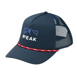 Logo Printed Match Play Mesh Back Rope Cap  - Navy cap, red rope