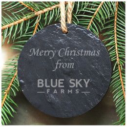 Custom Engraved Round Slate Ornament | Logo Ornaments