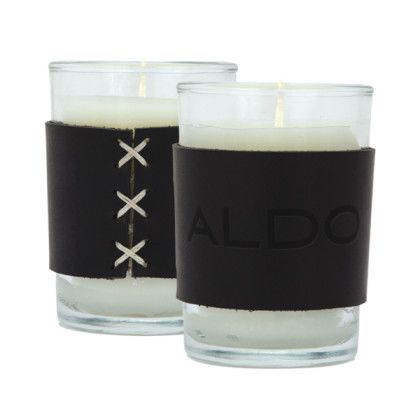 Logo Harper Leather Wrapped Candle - Black/White