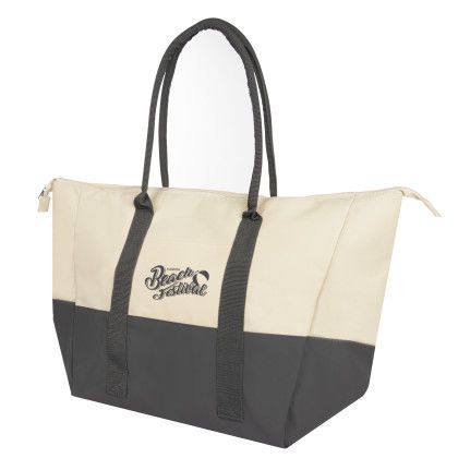 Custom Logo Printed Big Chill Cooler Tote Bag - Natural with gray