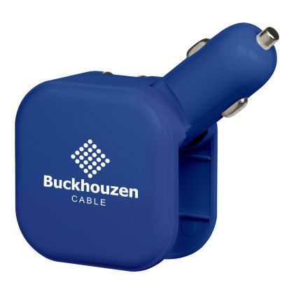 Blue Custom Home and Car Charger with Dual USB Ports