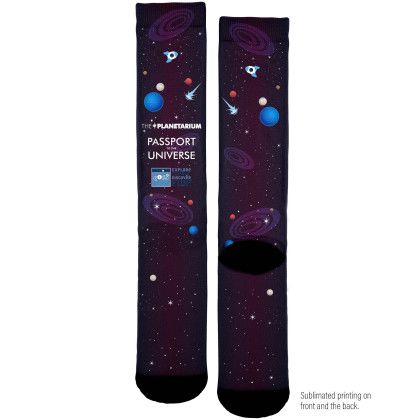 Front and Back of Custom Dye Sublimated Dress Socks Pair