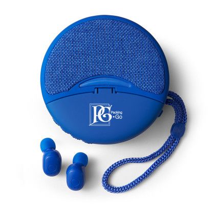 Relex Blue Custom Duo Wireless Earbuds & Speaker | Logo Tech Gifts