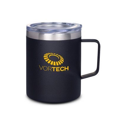 Black Printed Vacuum Insulated 12 oz Coffee Mug with Handle | Custom Mugs