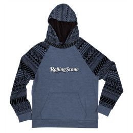 Prussian Blue Ace Adult Pattern Blocked Cotton Hoodie | Custom Apparel