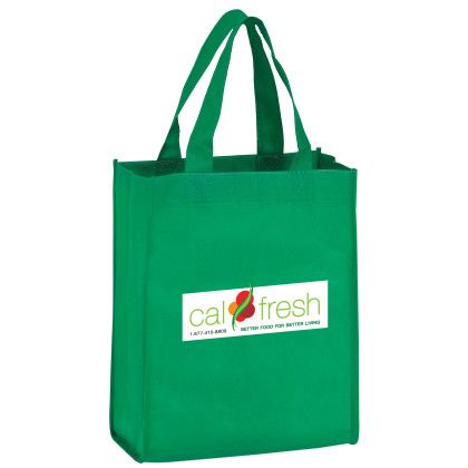 Full-Color Logo Recession Buster 8 x 10 x 5 Tote Bag - Kelly Green | Non-Woven Totes